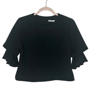 Brigitte Bardot Black Ruffle Sleeve Top